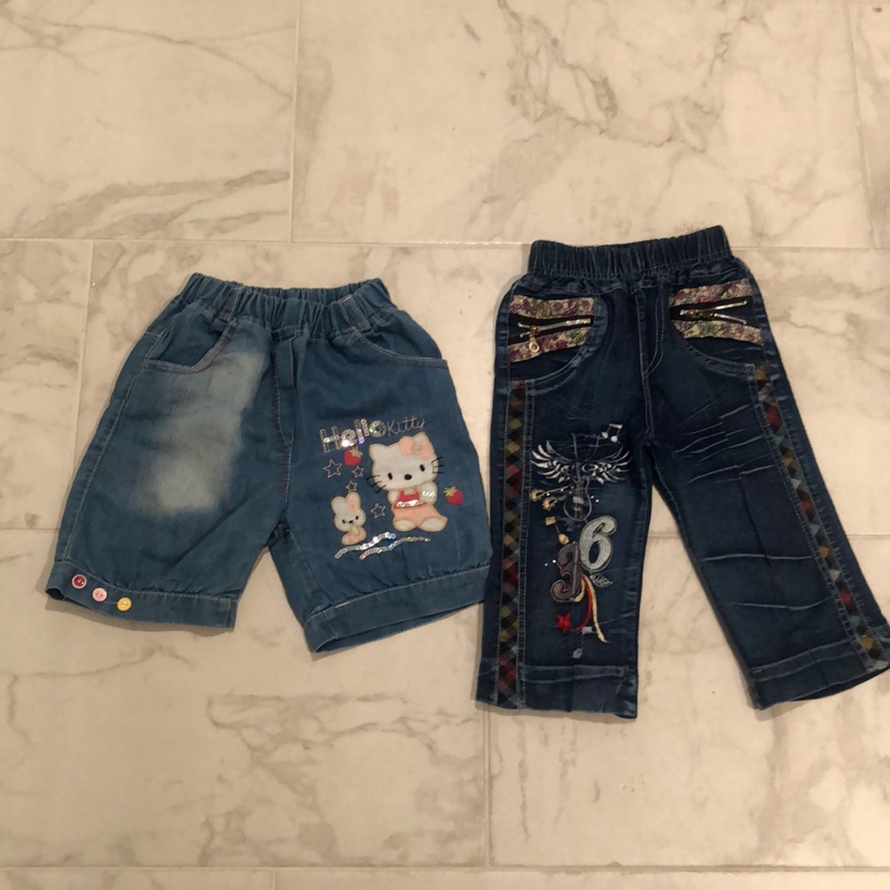 Hello kitty short and jeans pants